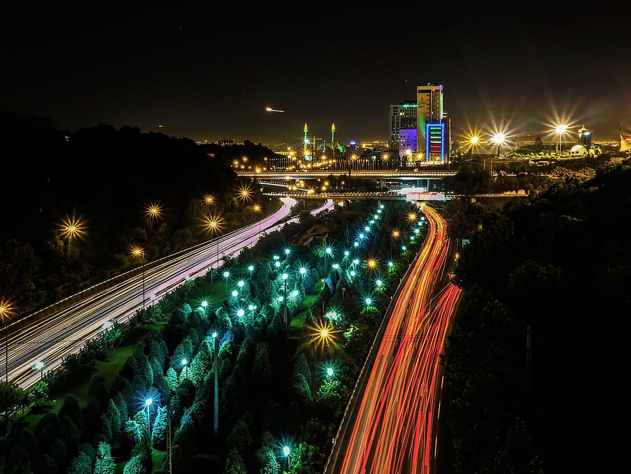 iran, tehran, built structure, architecture, night, illuminated HD wallpaper