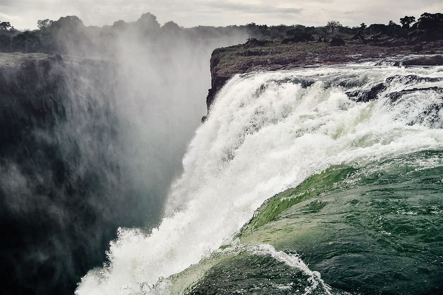 Waterfalls, close -up, daylight, flow, foam, landscape, mothernature HD wallpaper