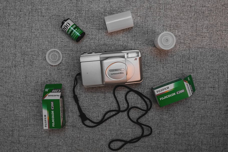 silver compact film camera, electronics, adapter, digital camera HD wallpaper