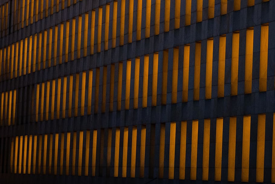 orange lighted concrete building wall, münster, university, germany HD wallpaper