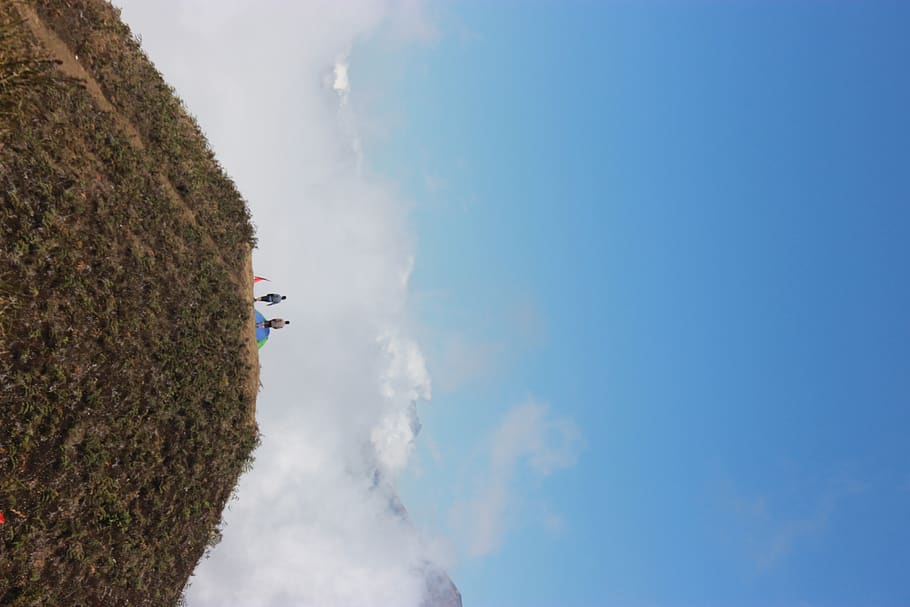 mountain, trees, camp, summit, sky, cloud - sky, day, scenics - nature HD wallpaper
