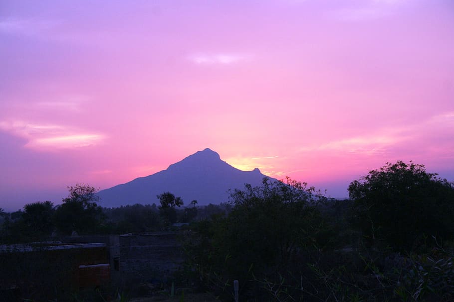 HD wallpaper: india, tiruvannamalai, evening, sunset, mountain, violett,  landscape | Wallpaper Flare