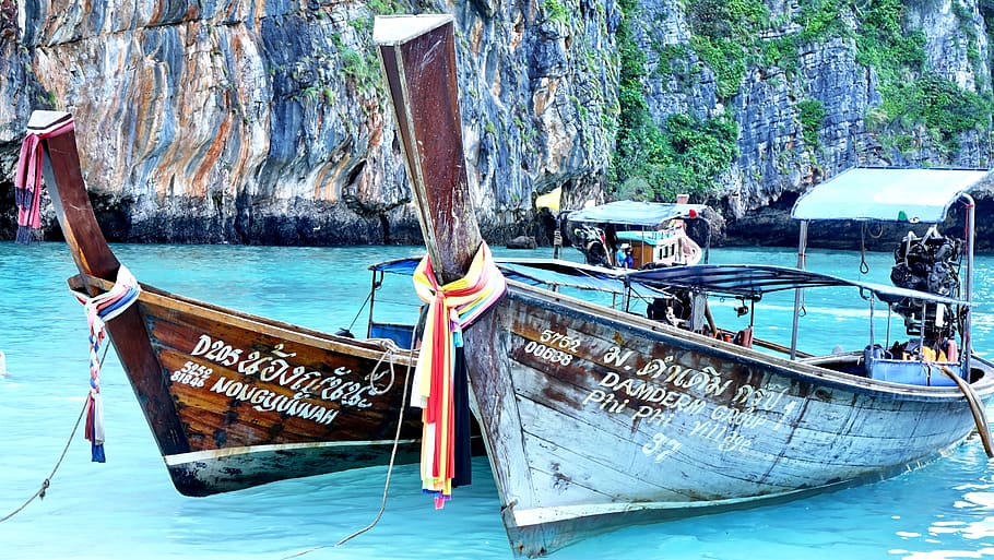 thailand, phi phi islands, nautical vessel, water, transportation HD wallpaper