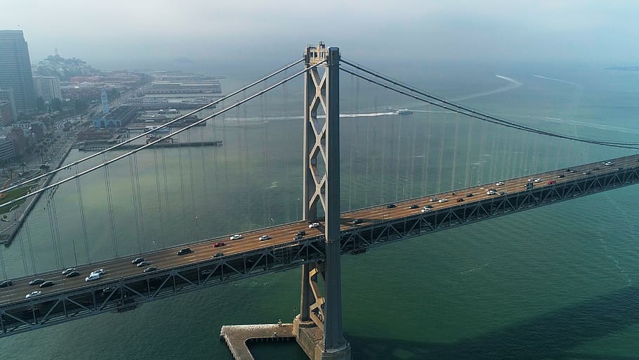 building, bridge, car, transportation, vehicle, suspension bridge HD wallpaper