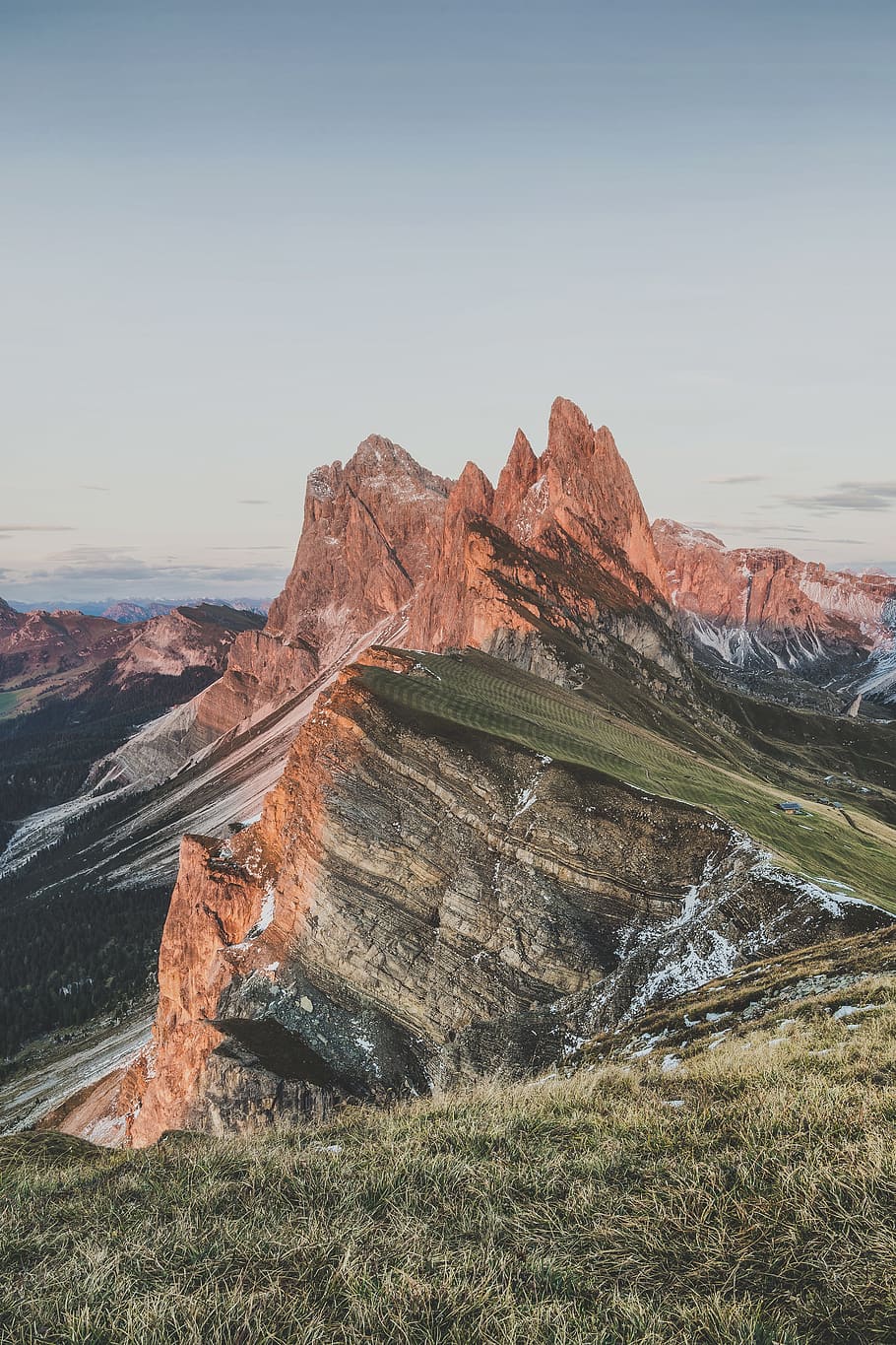 aerial photography of mountain, nature, summit, peak, mountain pass HD wallpaper
