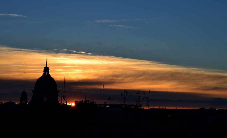 sky, sunset, built structure, architecture, cloud - sky, dome HD wallpaper