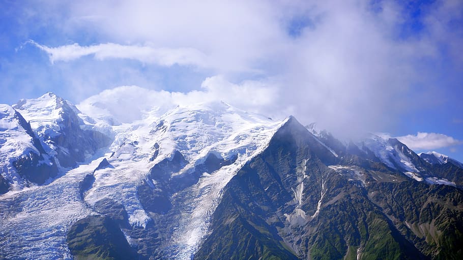 snow-covered mountain, nature, glacier, ice, outdoors, france HD wallpaper