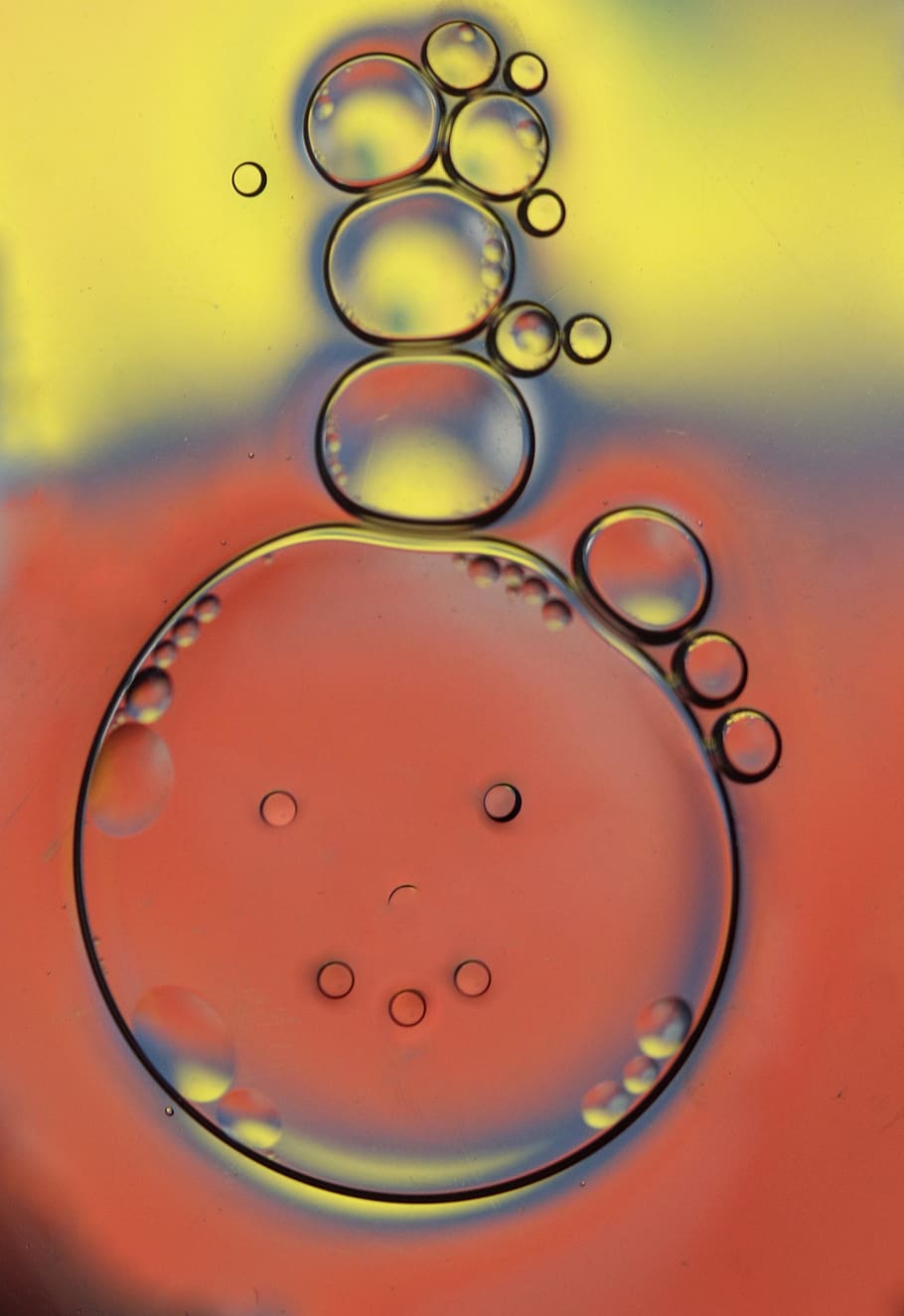 drops, macro, water, liquid, coloring, reflection, geometric shape HD wallpaper