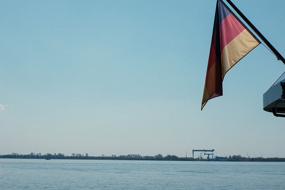 German flag on ship, background, black, blue, color, country HD wallpaper