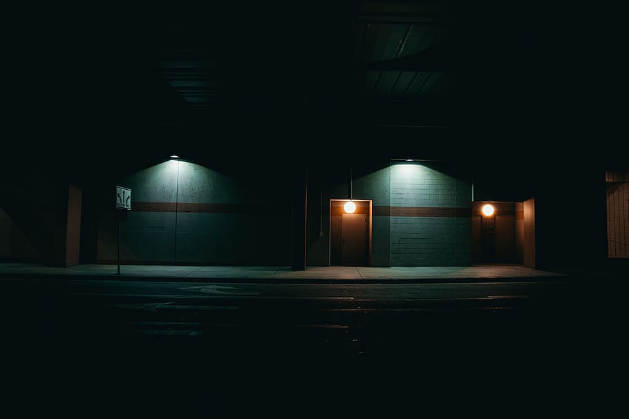 lighted wall lamp on building, architecture, night, illuminated HD wallpaper