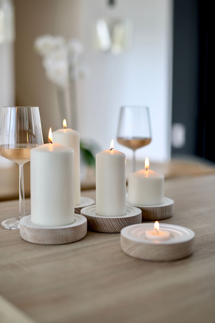 lighted pillar candles, burning, indoors, fire, flame, no people HD wallpaper