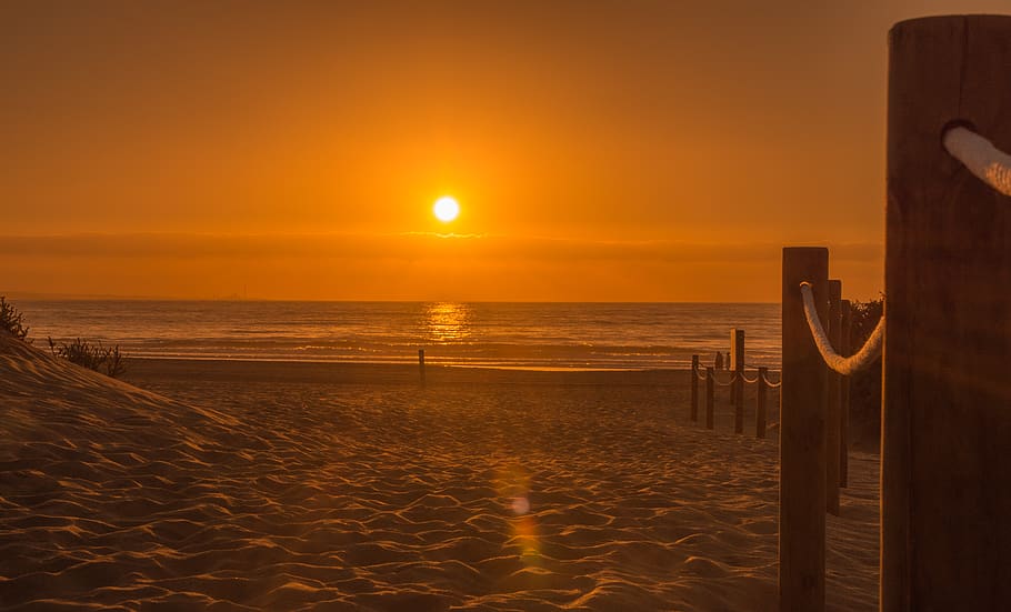 spain, maspalomas, sun, sunset, gran canaria, sand, beach, sky HD wallpaper