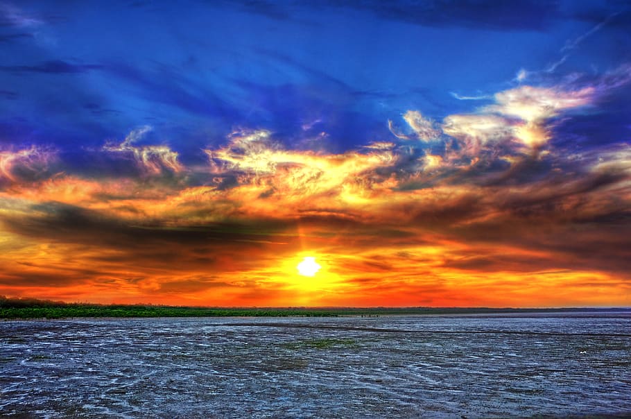sunset, cloud - sky, scenics - nature, beauty in nature, tranquil scene HD wallpaper