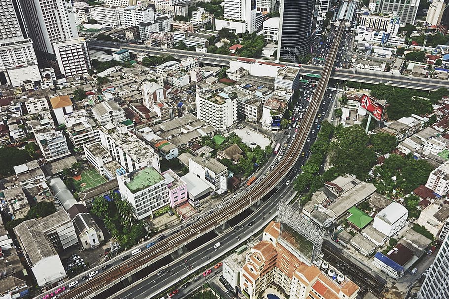 architecture, building, infrastructure, aerial, view, road HD wallpaper