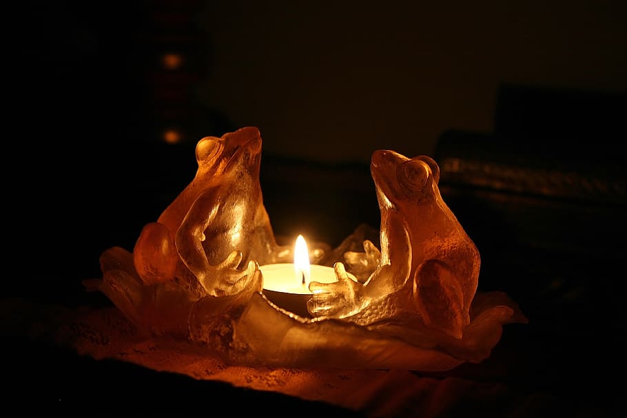 candle, deco, decoration, light, glass, frog, frogs, art, sculpture HD wallpaper