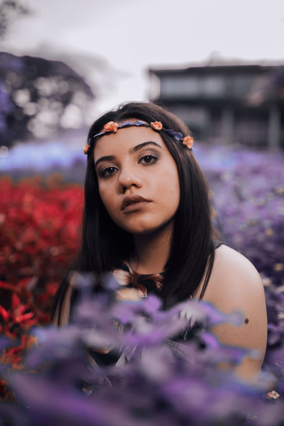 one person, portrait, young adult, flowering plant, young women HD wallpaper