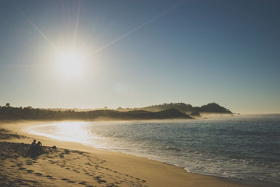 sunshine, beach, sand, shore, ocean, sea, sky, horizon, landscape HD wallpaper