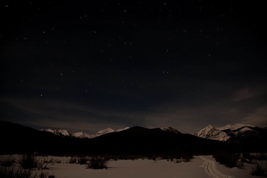 snow, night, mountain, rock, rocky, ice, beauty in nature, sky HD wallpaper