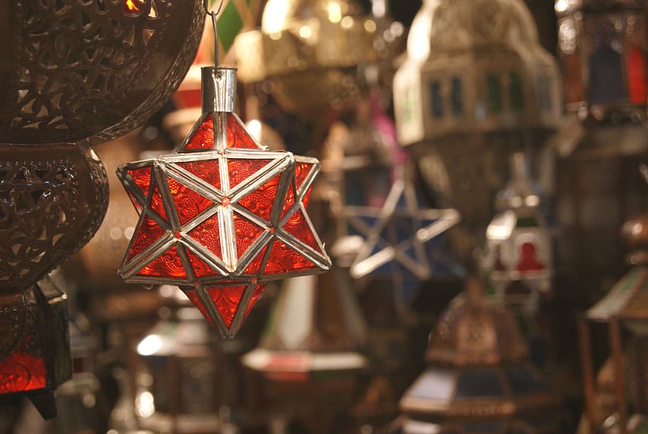 morocco, marrakesh, star, decoration, focus on foreground, hanging, HD wallpaper