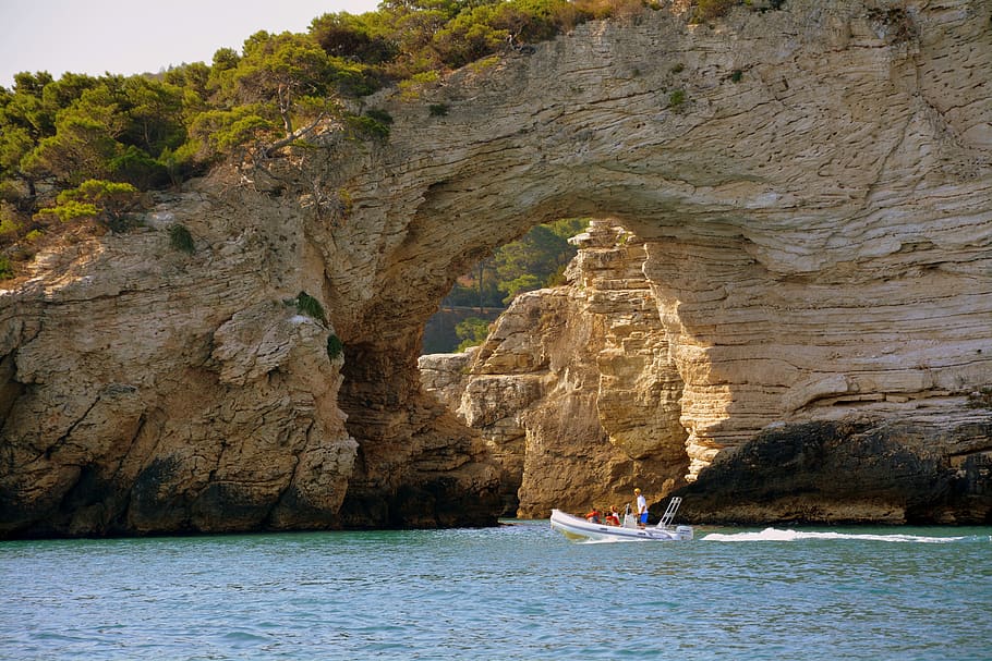 arc, rock, sea, cliffs, nature, cave, lovers arch, arco san felice HD wallpaper