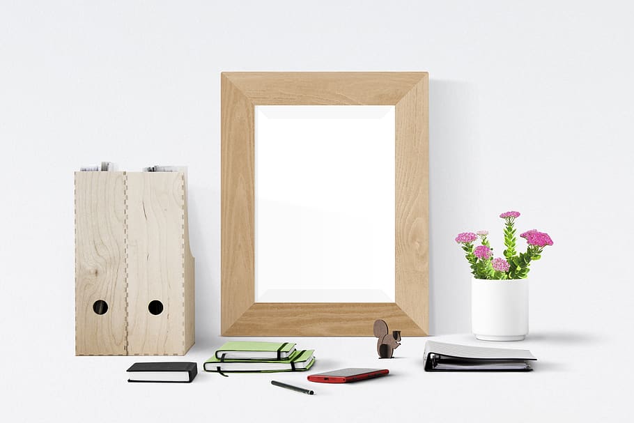 poster, frame, books, plant, smartphone, toy, sheetbox, indoors HD wallpaper