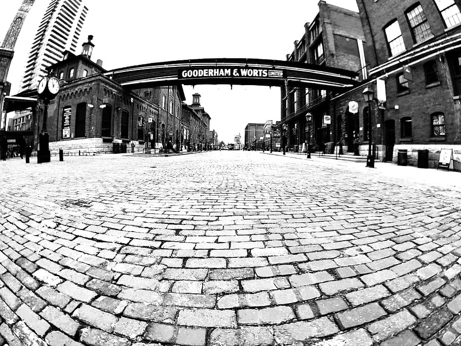 path, walkway, downtown, city, urban, building, architecture HD wallpaper
