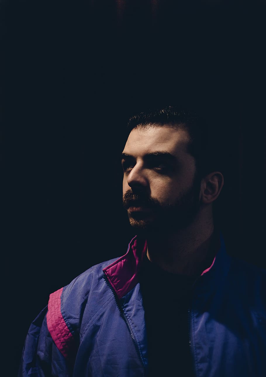 man in blue zip-up jacket, one person, headshot, young men, young adult HD wallpaper