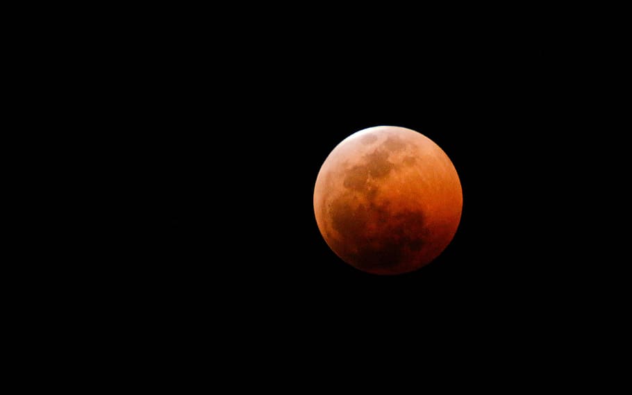 blood moon, eclipse, red, lunar, night time, starry sky, night sky HD wallpaper
