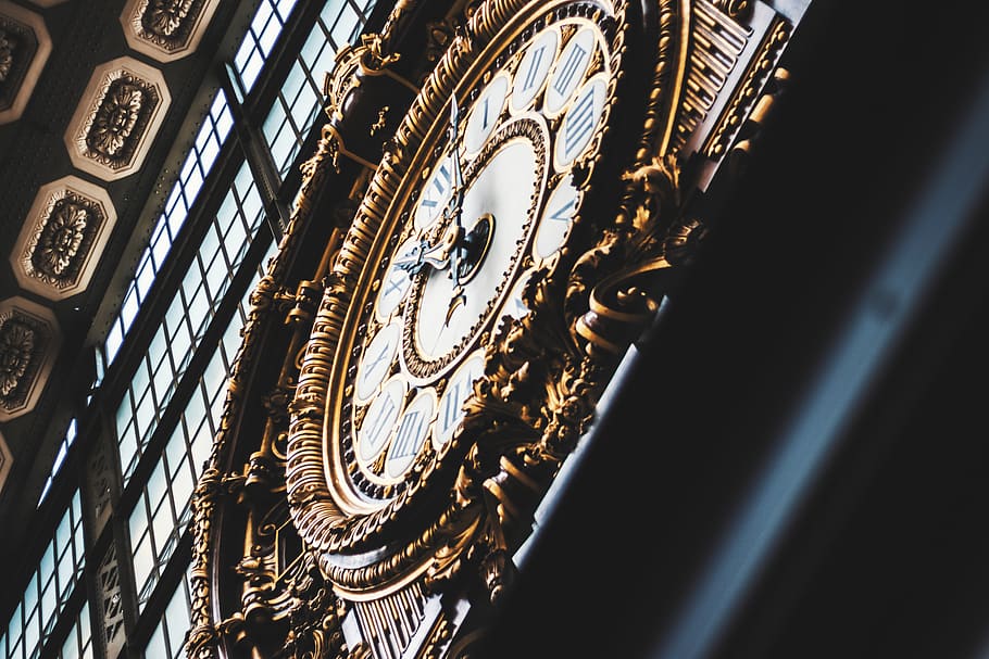france, paris, musée d'orsay, no people, time, clock, low angle view, HD wallpaper