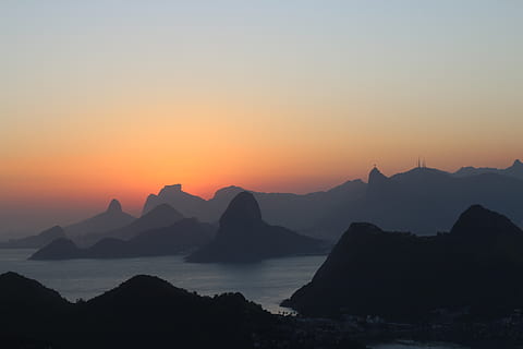 landscape, sol, sunset, nature, mountains, twilight, silhouette HD wallpaper