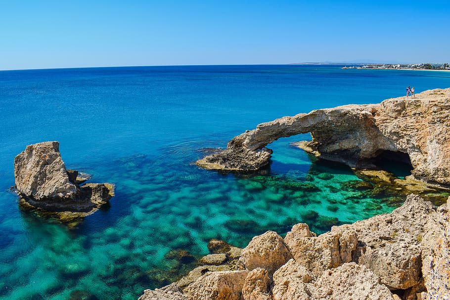 Blue Body of Water, bay, beach, cliff, coast, cyprus, destination HD wallpaper