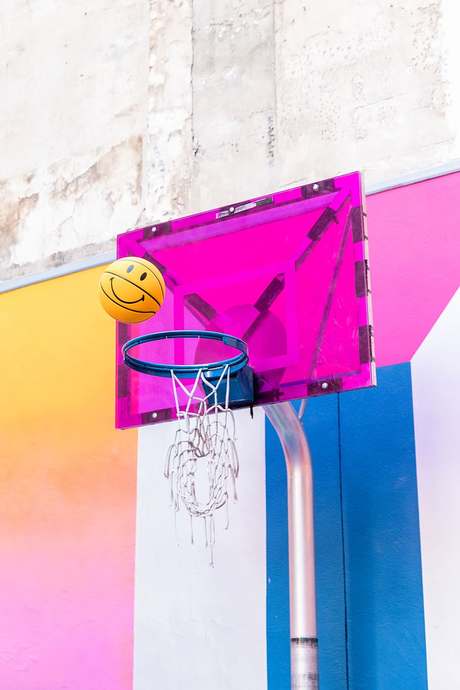 pink basketball system, wall - building feature, built structure HD wallpaper