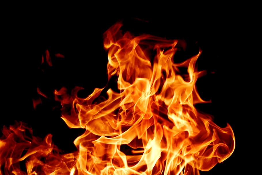 fire, flame, hell, cooking, black, burn, heat, detail, closeup HD wallpaper