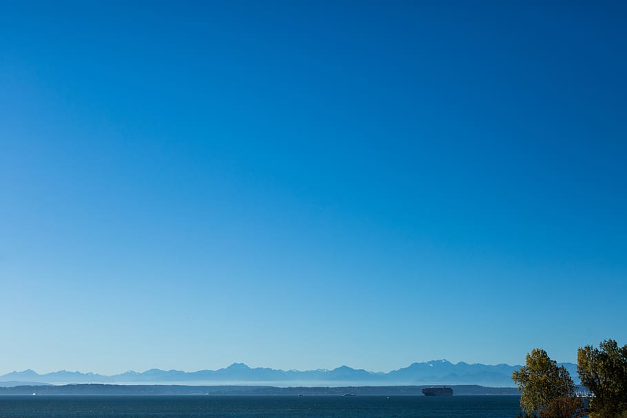seattle, landscape, view, northwest, puget sound, ferry, blue, HD wallpaper