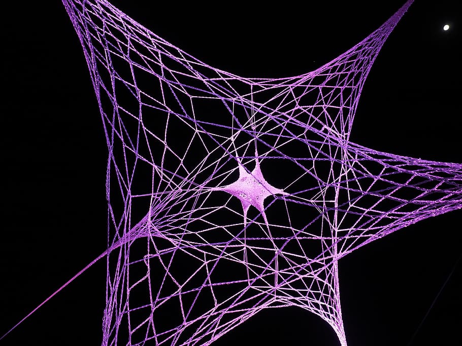 contrast, web, chain, neon, vivid, night, black background HD wallpaper