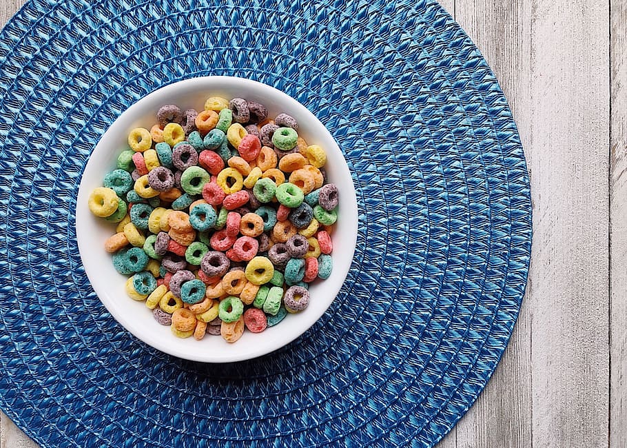 cereal, breakfast, rainbow, colors, fruit loops, food, food and drink, HD wallpaper