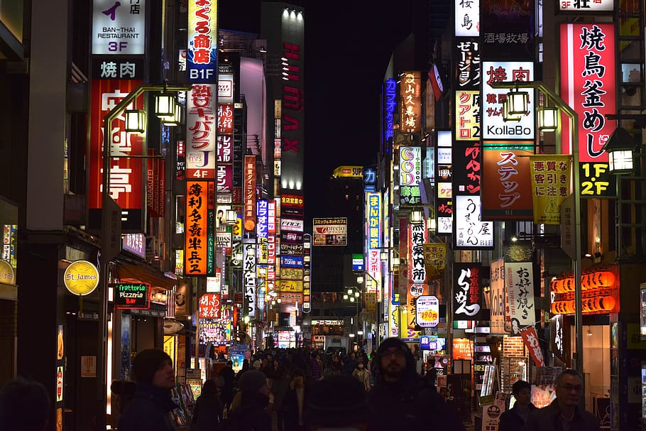japan, shinjuku, illuminated, night, city, built structure, HD wallpaper