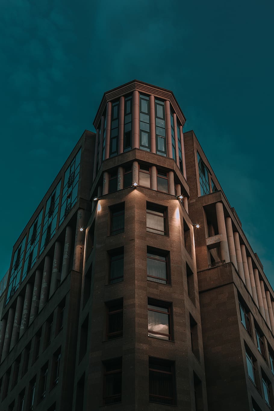 brown high-rise building, corner, office building, yerevan, armenia HD wallpaper