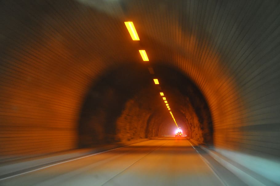 Tunnel Illustration, asphalt, blur, car, dark, highway, light HD wallpaper