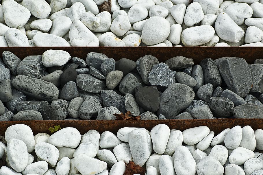 pebbles, stones, black, white, solid, rock, stone - object HD wallpaper
