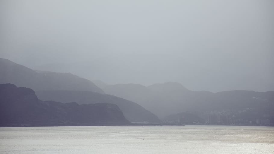 shanshui, lake, mountains, impression, sky, tranquil scene HD wallpaper