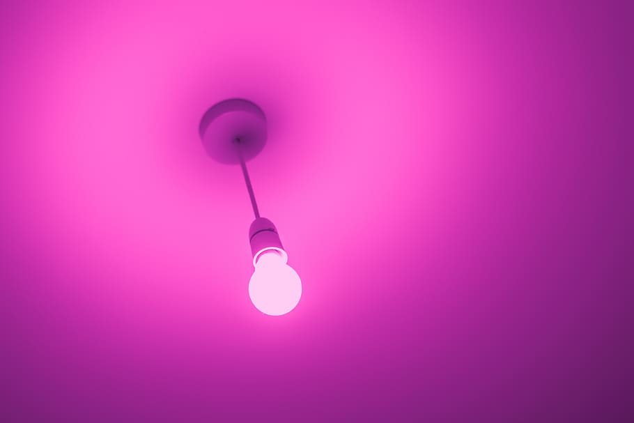 Turned-on Led Bulb, background, ceiling, colors, electricity HD wallpaper