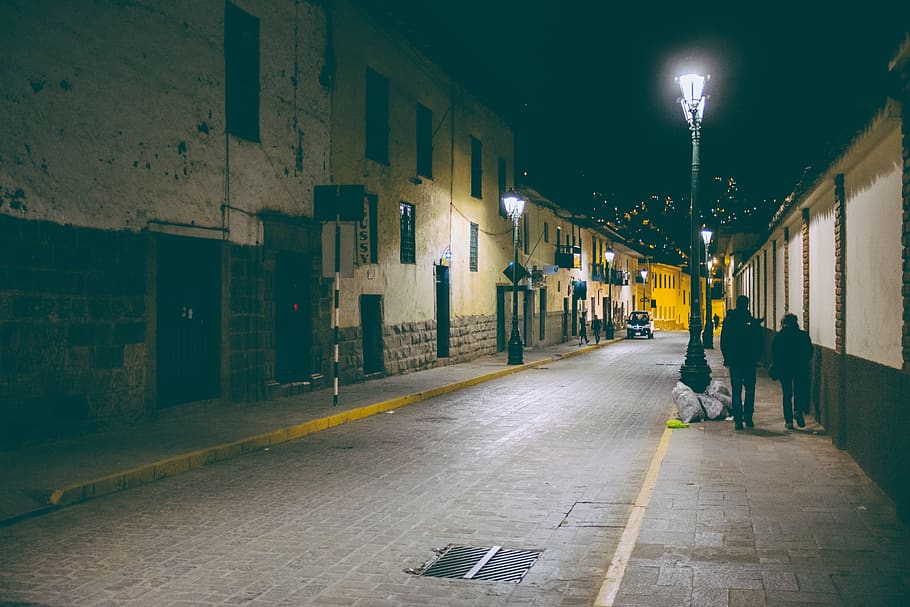 peru, cusco, light, dark, street, deserted, alley, people, night HD wallpaper