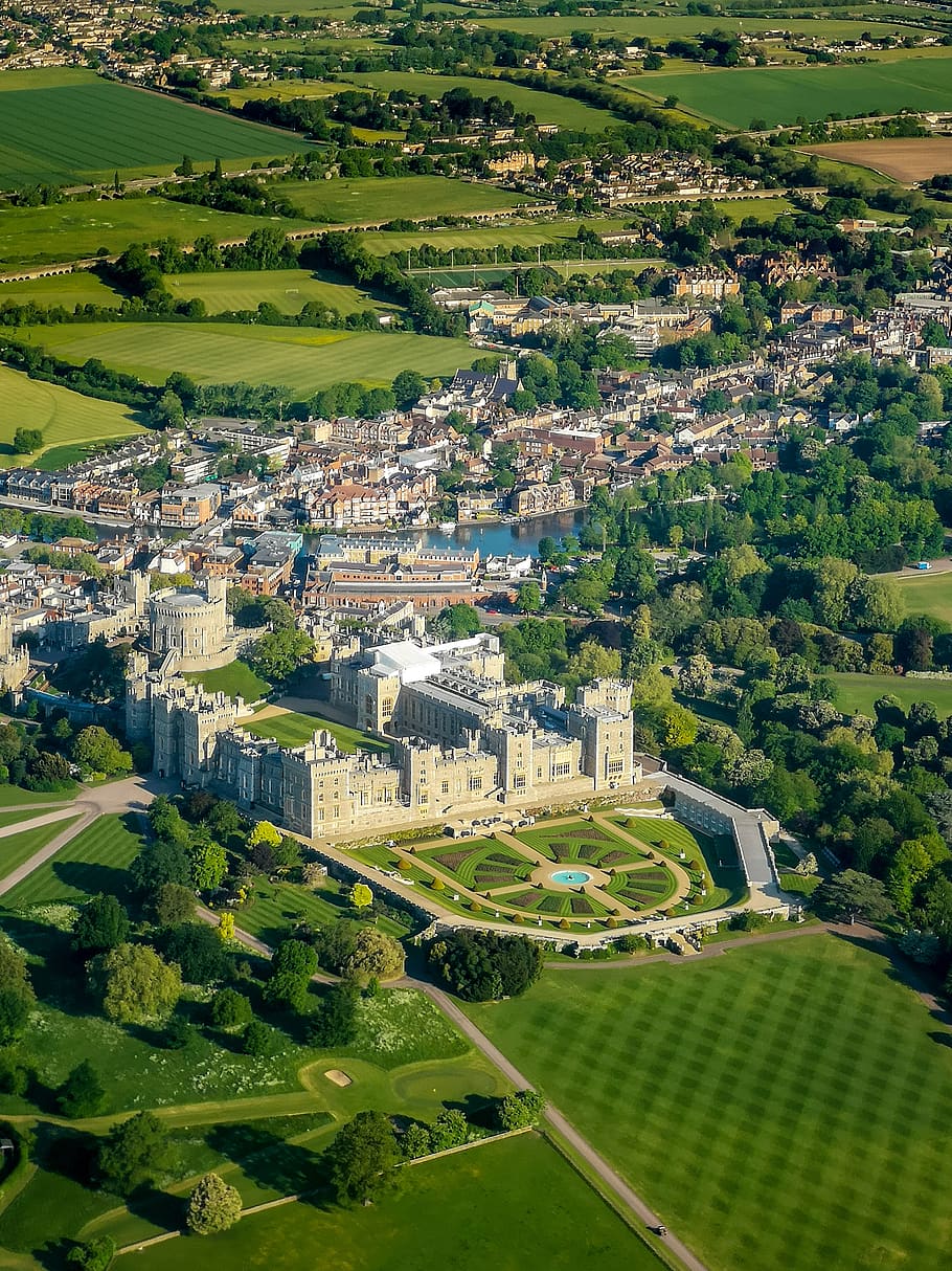 windsor, united kingdom, the long walk, great britain, aerial photography, HD wallpaper