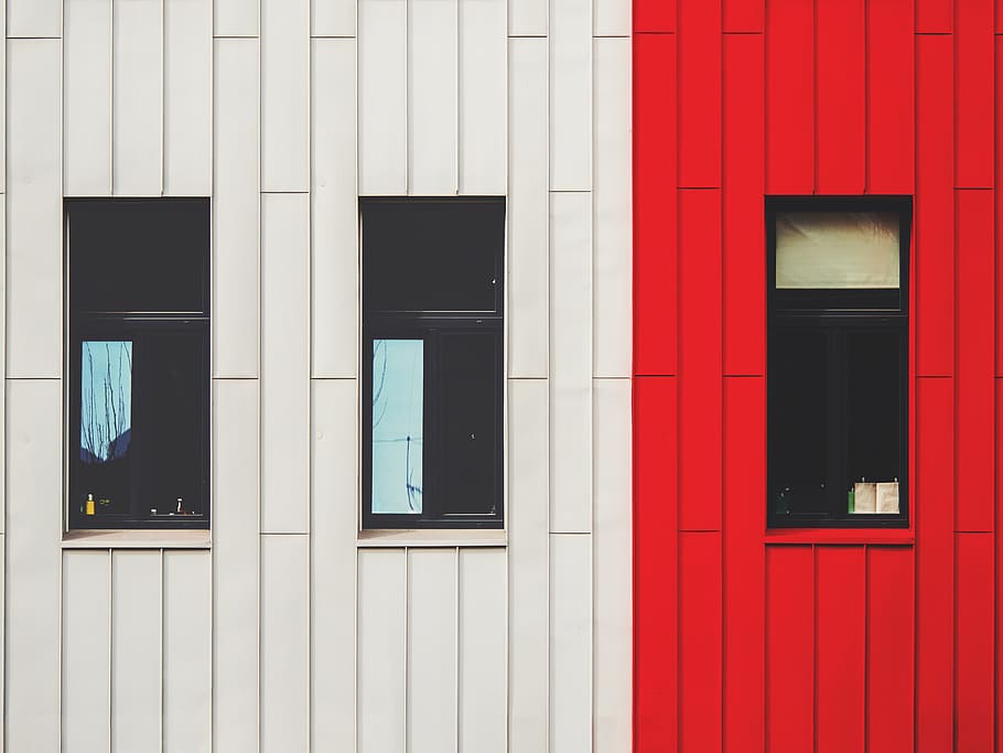 germany, cologne, windows, divided, red, building, lines, city HD wallpaper