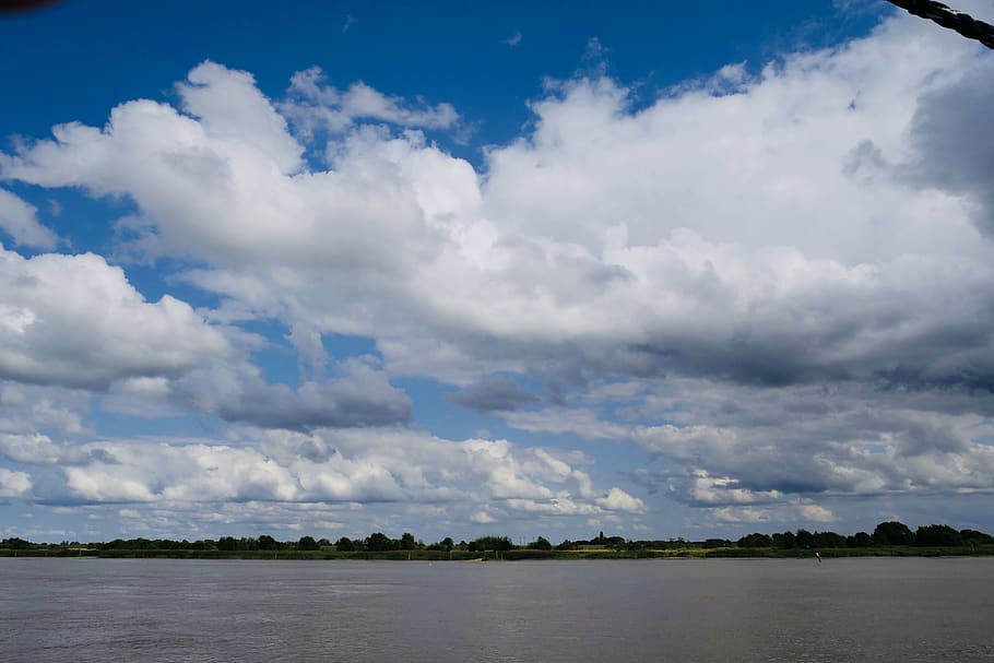 nature, sky, clouds, water, mood, weather, weser, weather mood HD wallpaper