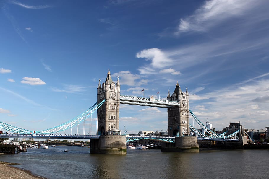 Twin Bridge Under Clear Sky, architecture, bascule bridge, city HD wallpaper