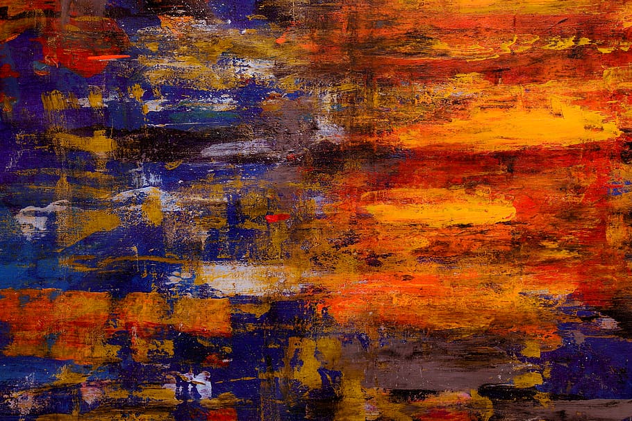 Blue and Orange Abstract Art, abstract painting, artistic, canvas, HD wallpaper