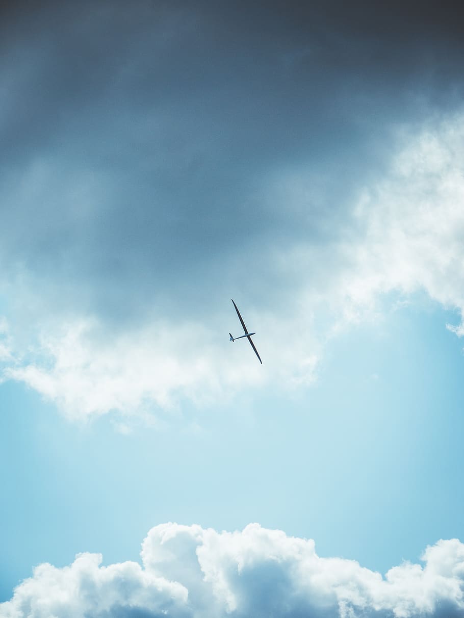 glider, aircraft, sky, clouds, flying, glider pilot, gliding HD wallpaper