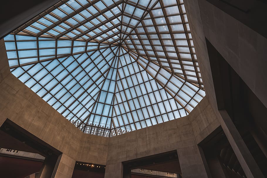 building interior photo, architecture, window, skylight, roof HD wallpaper